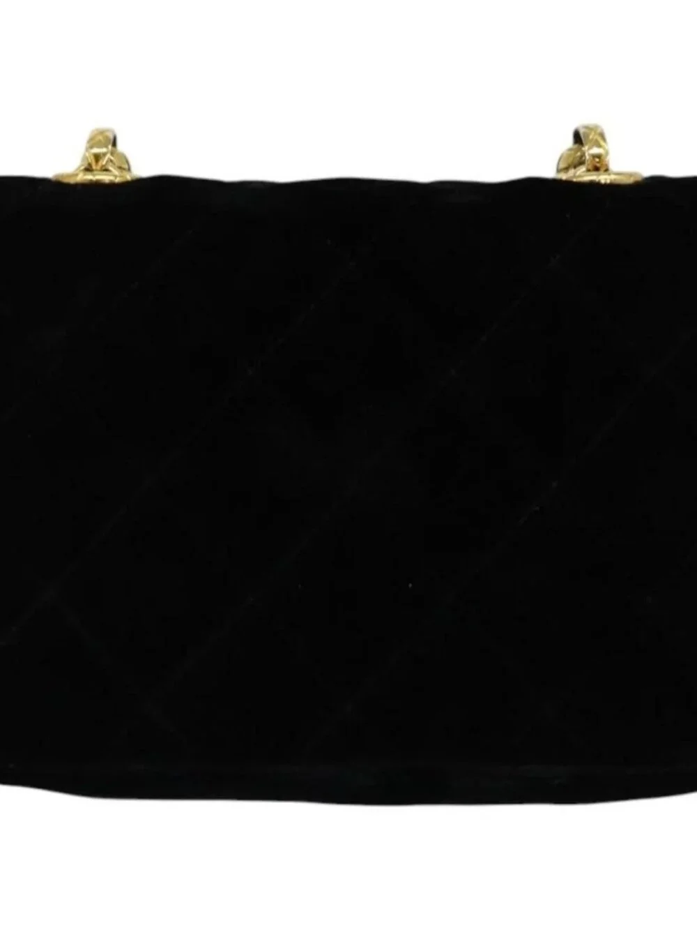 CHANEL Matelasse Camellia Chain Shoulder Bag Velor Black Gold CC Auth bs26015